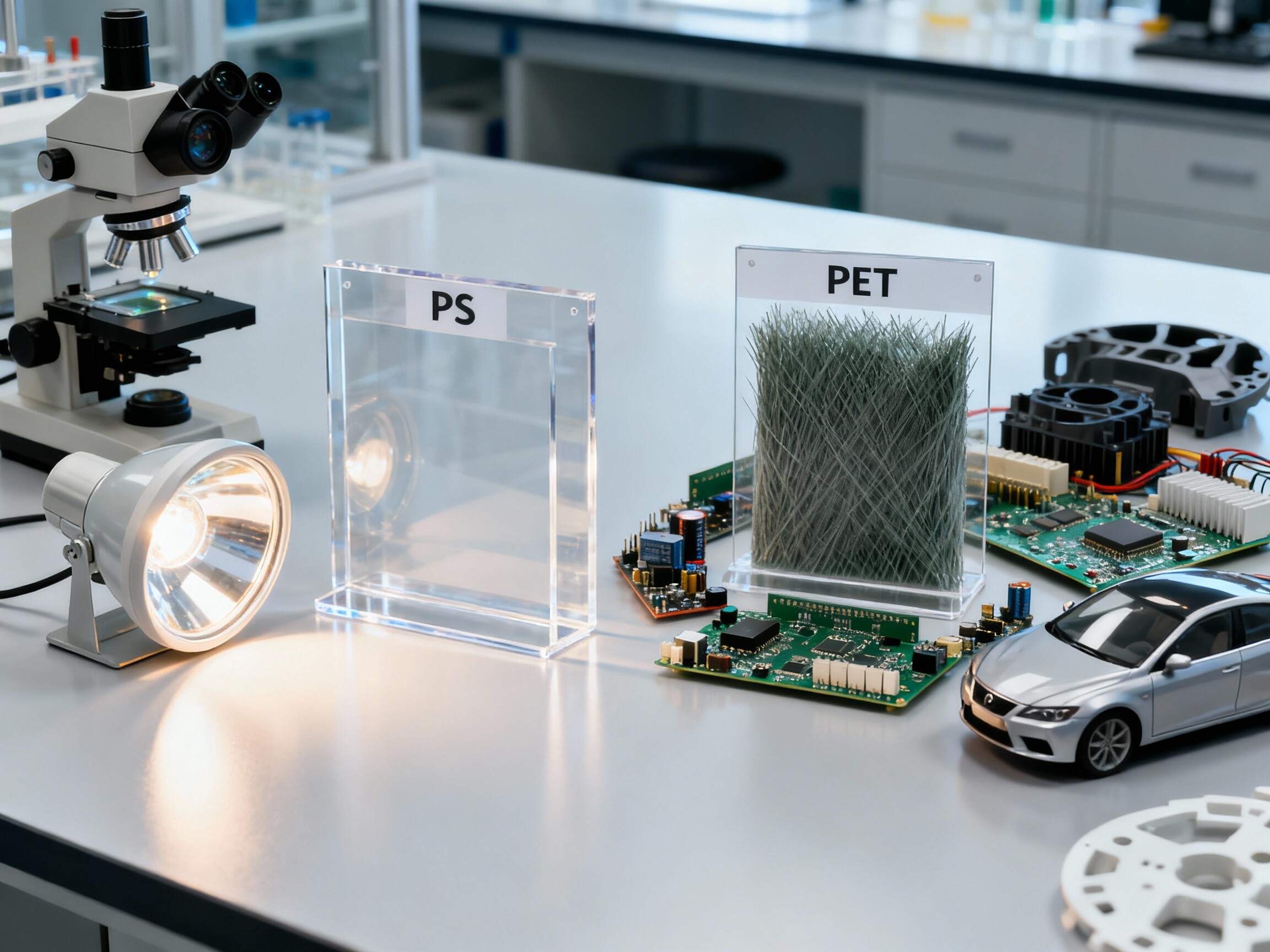 What is the difference between ps material and pet material?