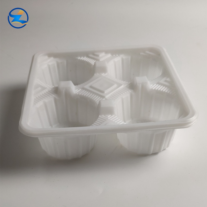 4-Compartment white PP Mooncake Tray