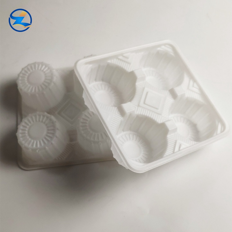 4-Compartment white PP Mooncake Tray