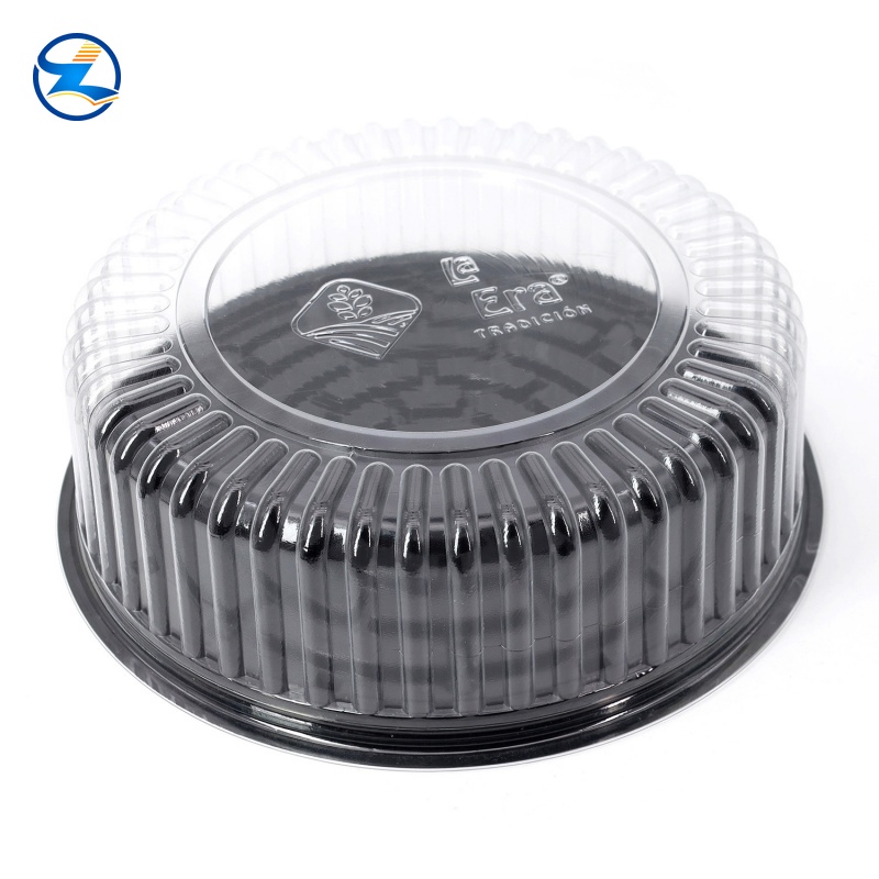 Large Transparent PET Cake Box with Matching Black Base Tray