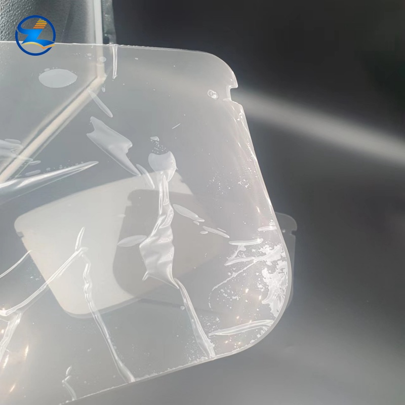 Transparent PET rigid face shield with protective film