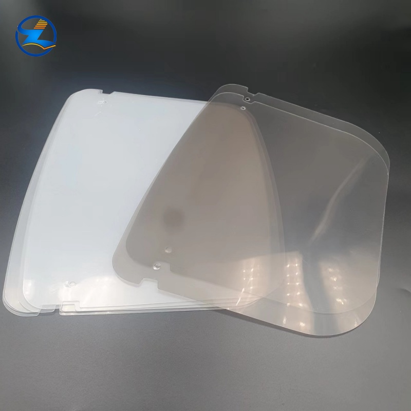 Transparent PET rigid face shield with protective film