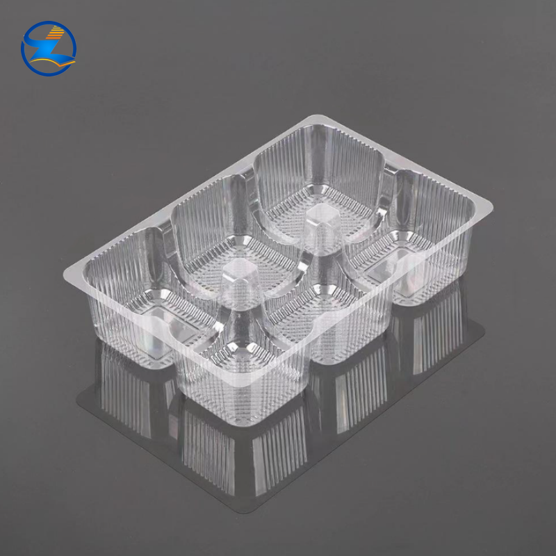 Pet Plastic Transparent Rectangular Food 6 Divided Tray