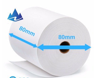 Premium custom-sized thermal paper rolls, 80*80mm and 57*40mm, for cash registers.