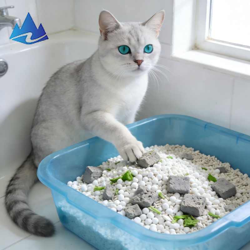 Highly absorbent, strong clumping, low dust, spherical bentonite cat litter