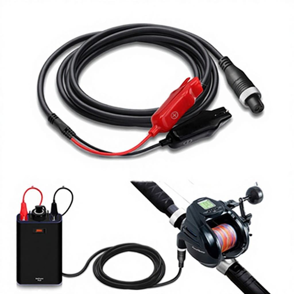 Daiwa Tanacom 1000 750 500 Shimano kompatibles Lade- und Stromkabel für Angelrollen Elektrorollenkabel Kupfer Batterie Stromkabel