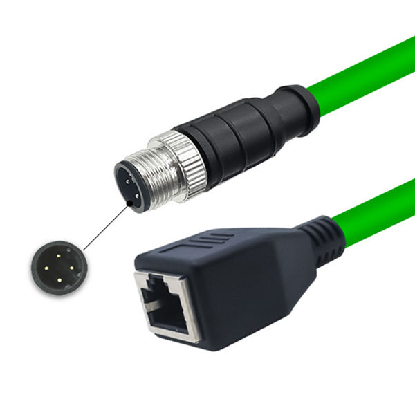 HZSD Cavo Ethernet RJ45 M12-4D Personalizzato in Ottone Lunghezze 0.5m/3m IP67 Impermeabile per Comunicazioni PLC Servo Automobilistico Connettori DIN