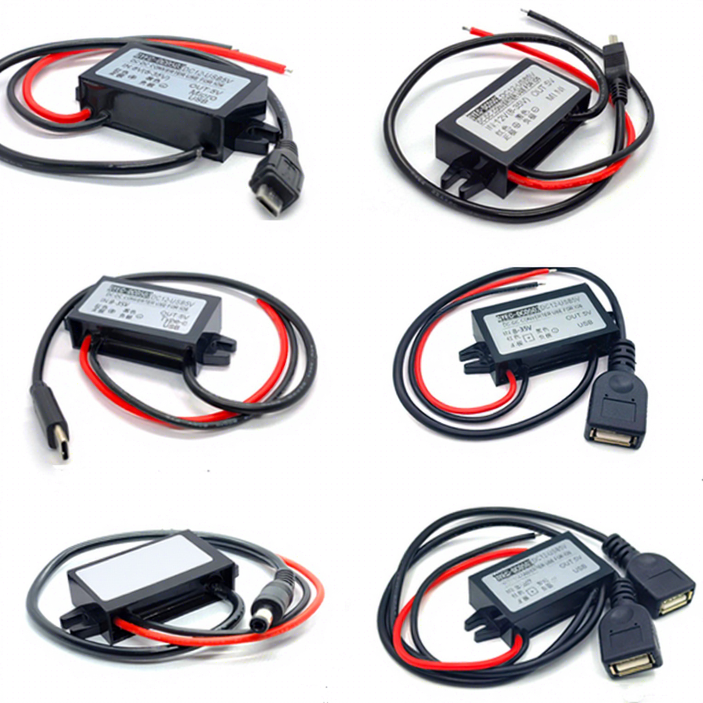 12V 5V 3A 15W Wodoszczelna przetwornica DC Buck z podwójnym portem USB Type C i Micro do ładowania telefonów w samochodach, ciężarówkach, motocyklach do użytku przemysłowego