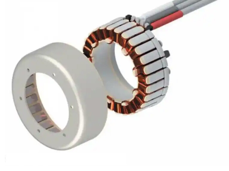 Motor de par sin carcasa de rotor externo de alta densidad de par y respuesta dinámica