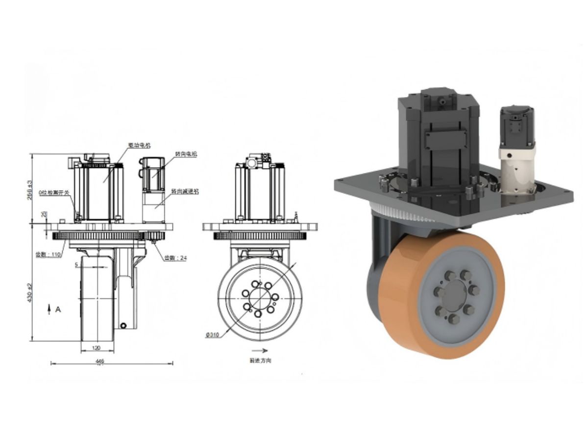 Motor de rueda motriz vertical para carretillas elevadoras AGV y AMR