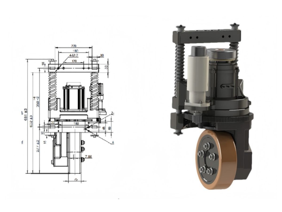 Motor de rueda motriz vertical para carretillas elevadoras AGV y AMR