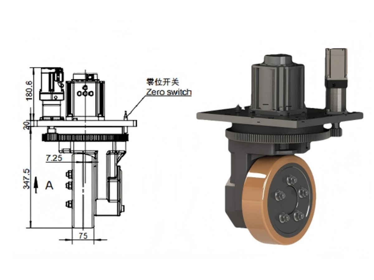 Motor de rueda motriz vertical para carretillas elevadoras AGV y AMR