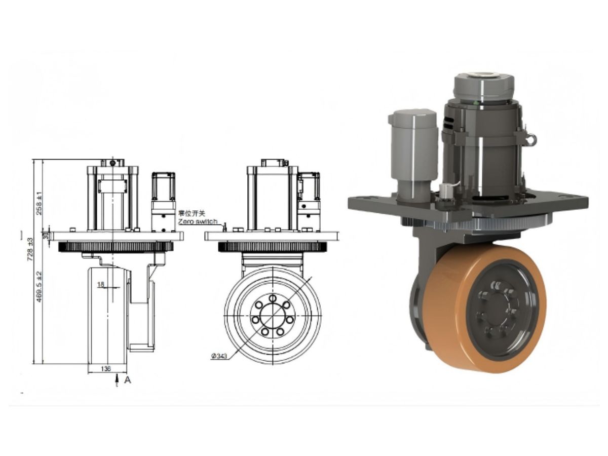 Motor de rueda motriz vertical para carretillas elevadoras AGV y AMR