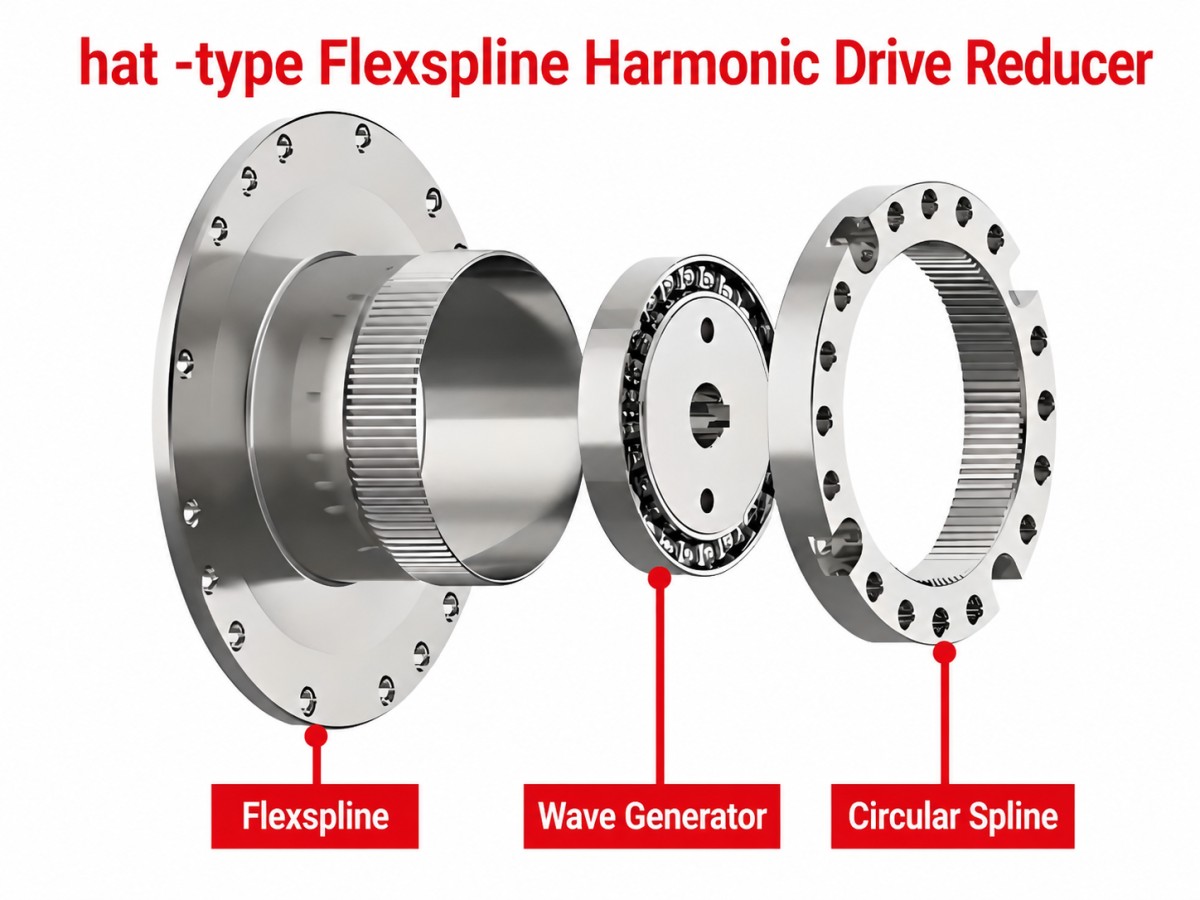 Reductor armónico de tipo sombrero con flexspline en forma de sombrero