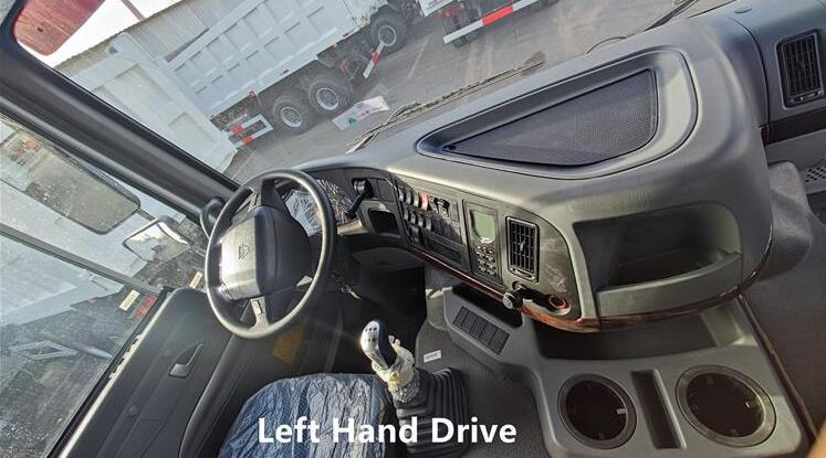 HOWO dump truck left hand drive cabin interior