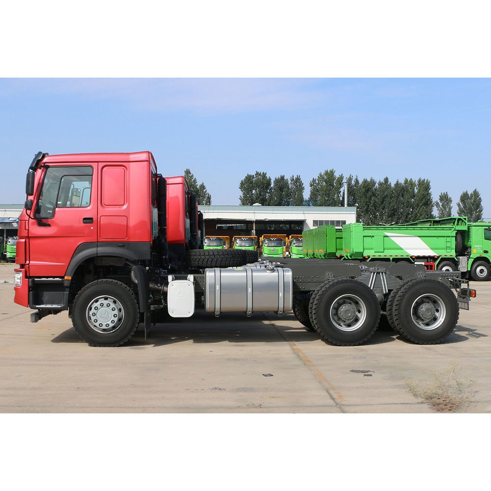 HOWO 380HP 6x4 Tractor Truck side view showing full length, fuel tank, and 6x4 drivetrain