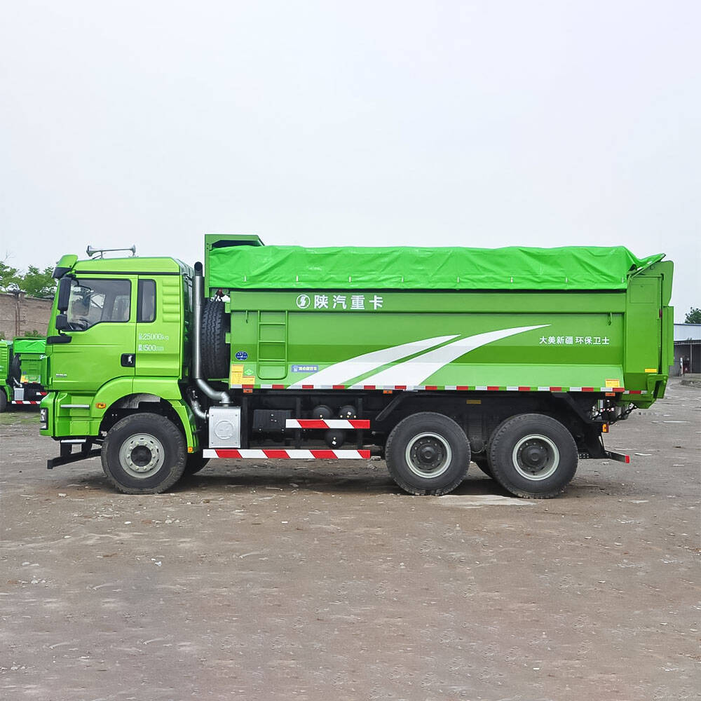 Shacman M3000 6x4 350HP dump truck side view showing 6x4 multi axle configuration and cargo box