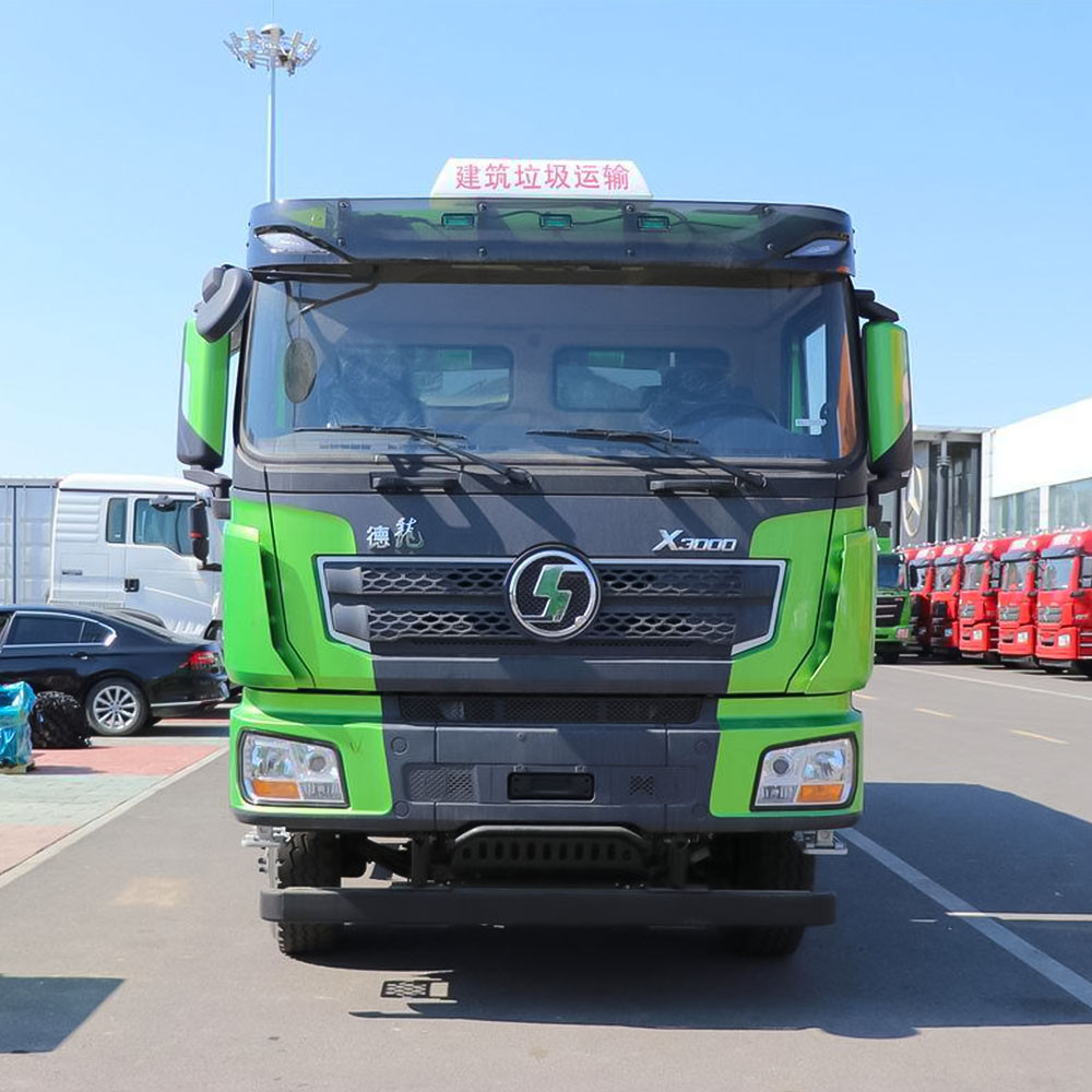 Shacman X3000 6x4 heavy duty dump truck front view showing high roof cab and reinforced grille