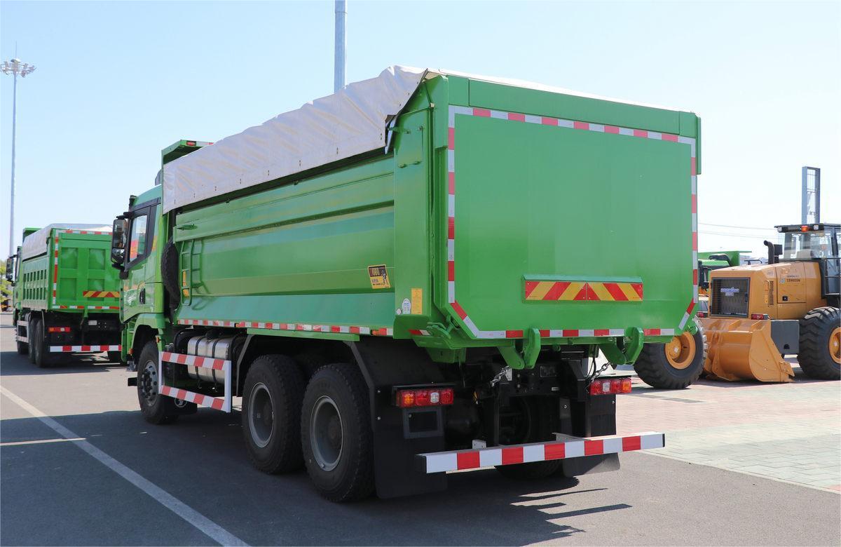 Shacman X3000 6x4 heavy duty dump truck rear three quarter view showing dump body structure and rear frame