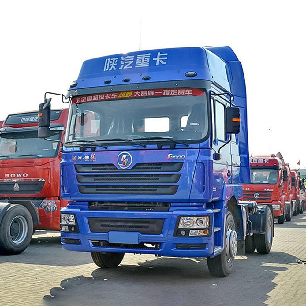 Shacman F3000 4x2 heavy duty tractor truck front three quarter view highlighting tractor head and chassis