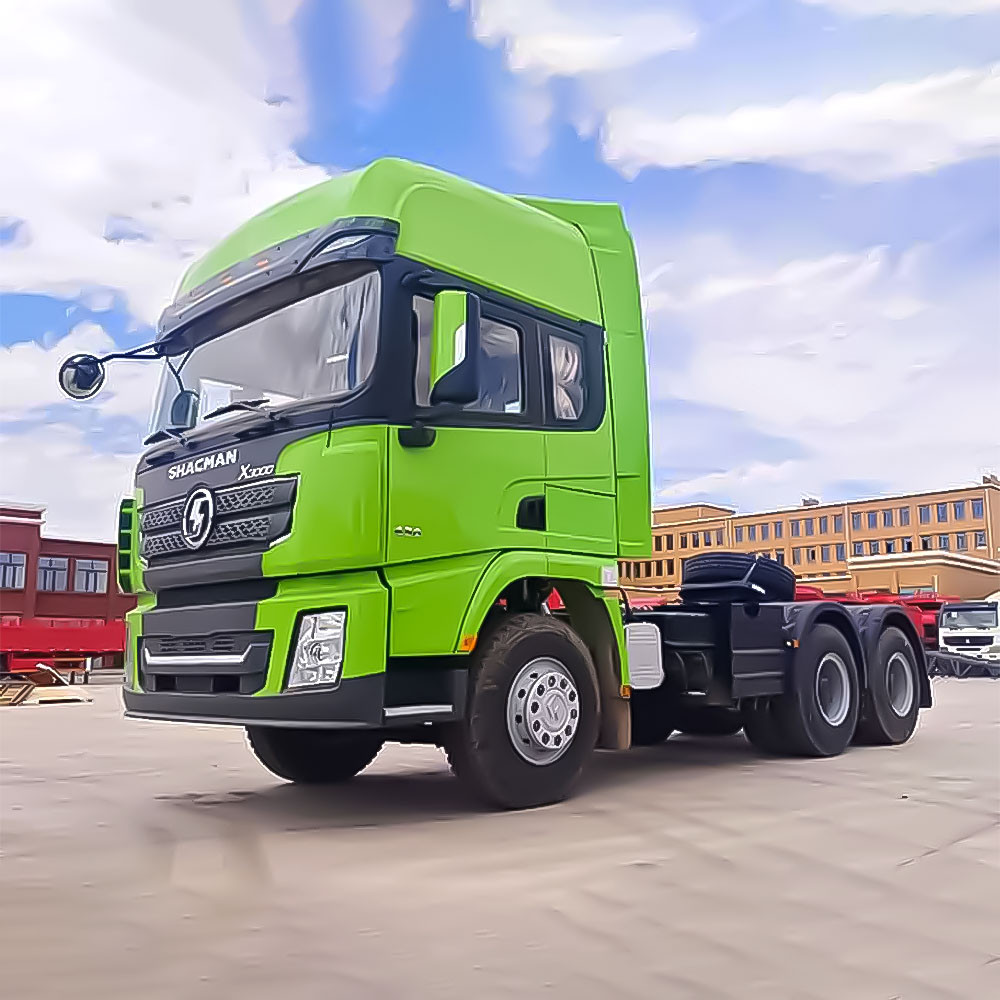 Shacman X3000 6x4 heavy duty tractor truck front three quarter view highlighting cab design and chassis layout