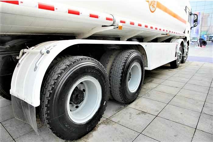 Shacman M3000 8x4 heavy duty fuel tanker truck tire detail designed for heavy load and long-distance transport