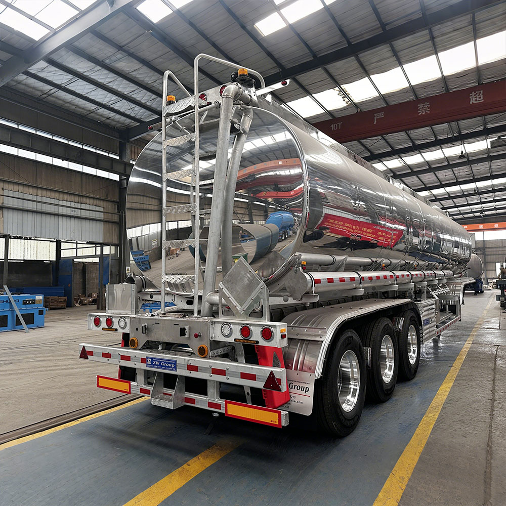 3 axle polished aluminum fuel tanker trailer