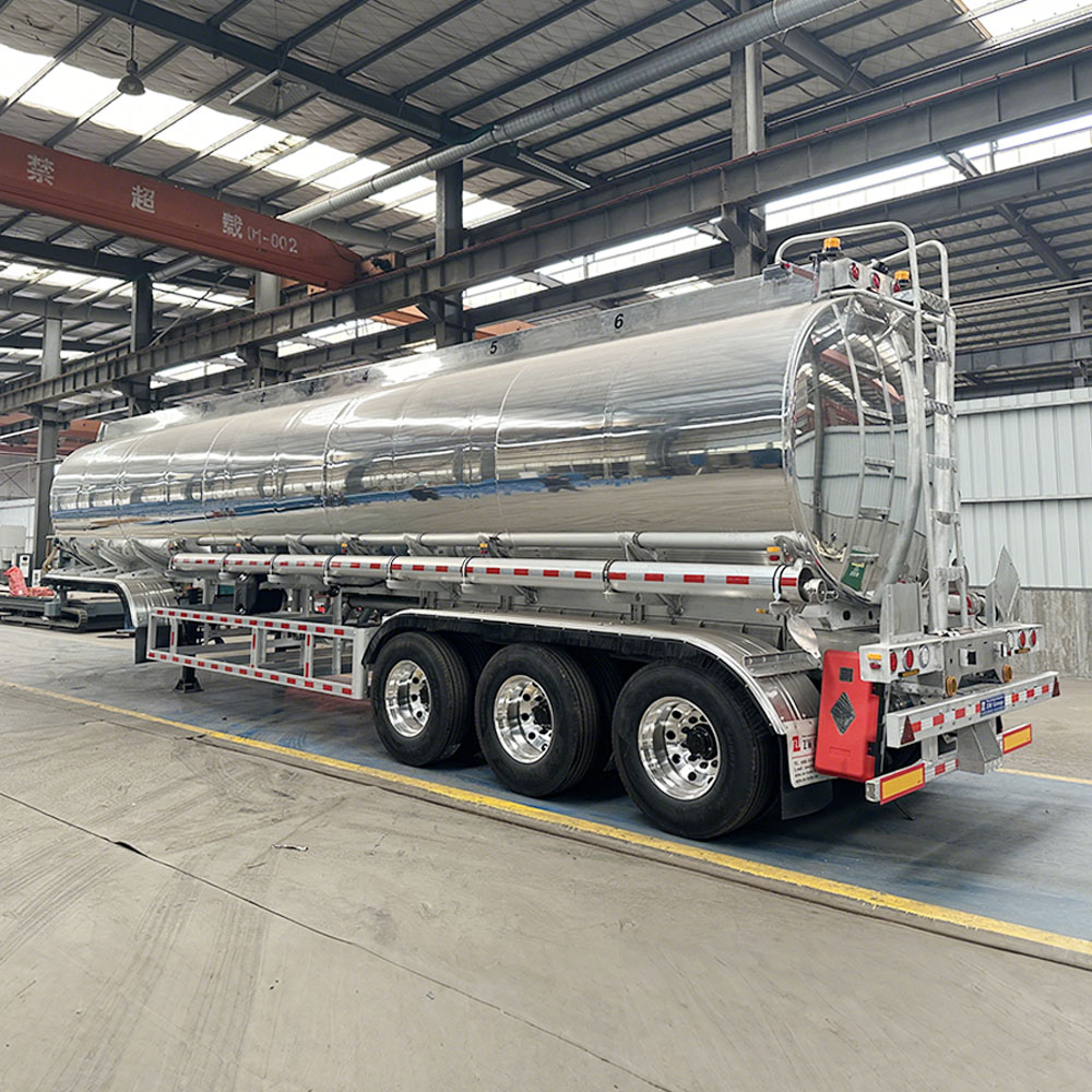 3 axle polished aluminum fuel tanker trailer