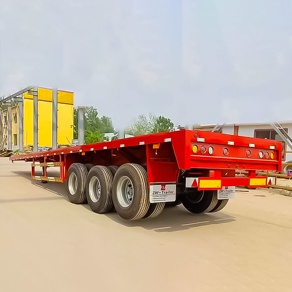 3 Axle Long Platform Flatbed Semi Trailer