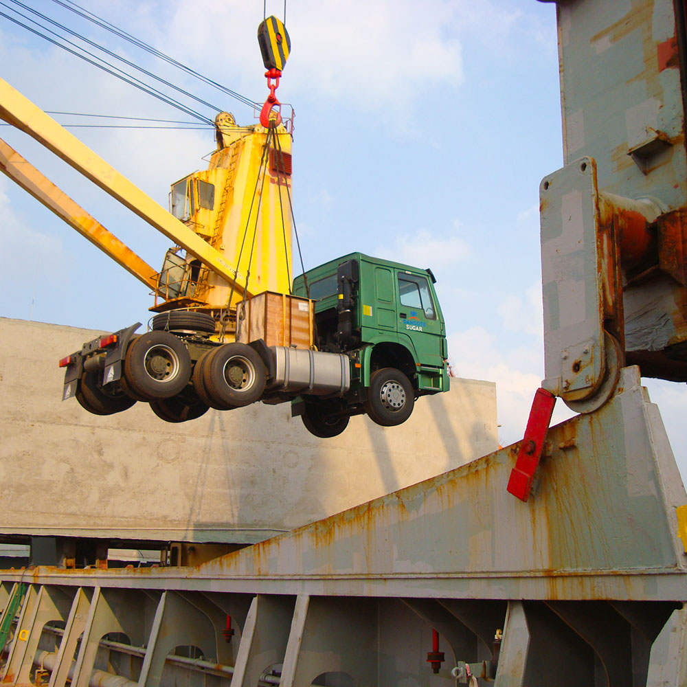 Shacman F3000 6x4 tractor truck loading: heavy-duty performance truck by ZW Group for international shipping.