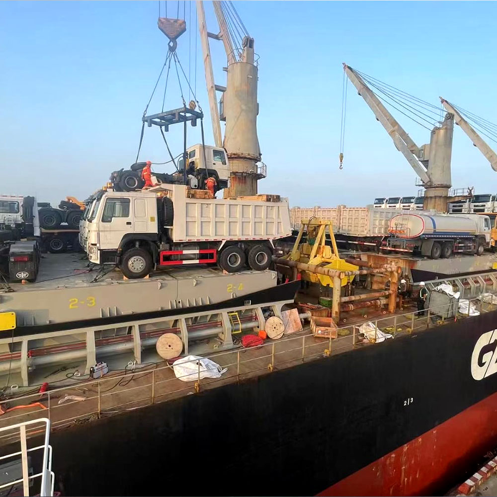 HOWO 371HP 6x4 tipper truck: heavy-duty mining transport solution ready for port shipment.