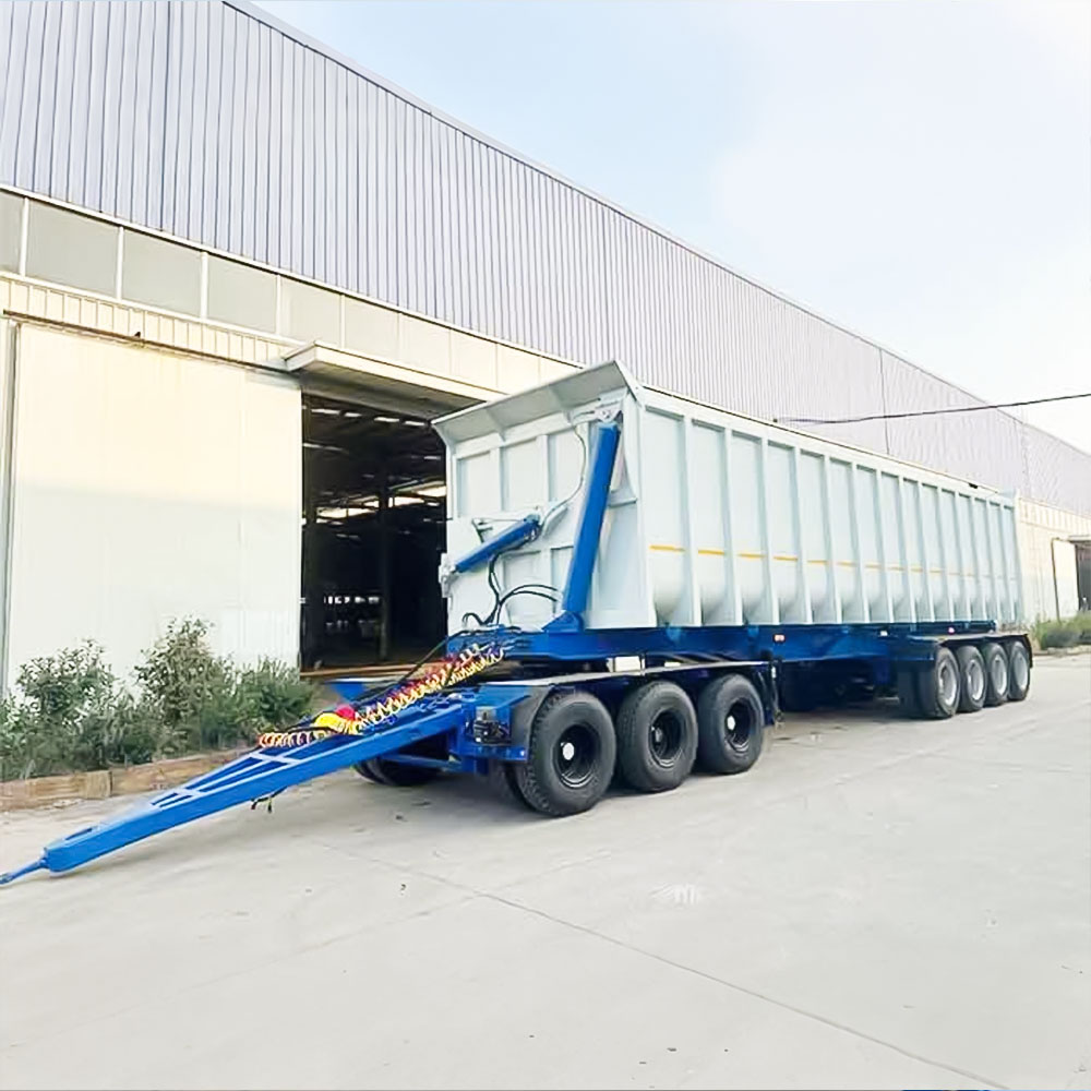 4 Axle Construction Side Dump Drawbar Semi Trailer