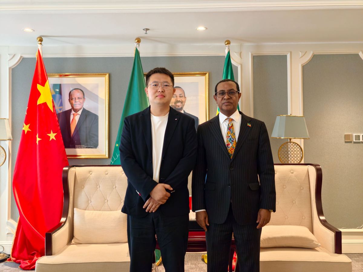 ZW Group Chairman Ivan Sun (Sun Yongchang) with Ethiopian Ambassador H.E. Tefera Derbew Yimam during a strategic meeting in Beijing