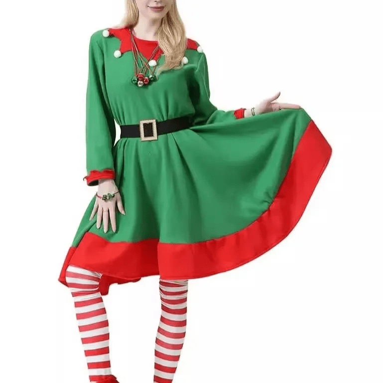 Christmas Adult Green Elf Suit Party Performance Costume