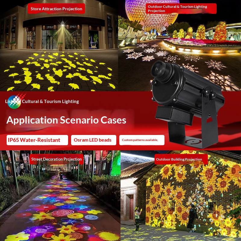 Waterproof advertising projection lamp logo door head outdoor pattern projection lamp text ground rotating projection LED sign
