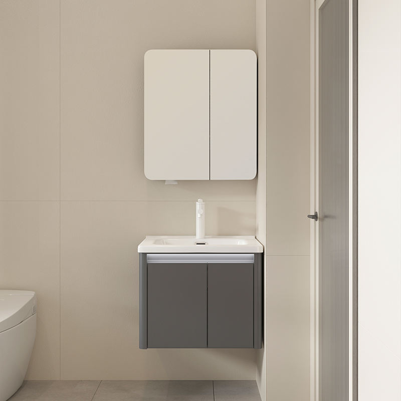Modern Waterproof and Eco-friendly Aluminum Bathroom Vanity Cabinet with Wall-mounted Mirror