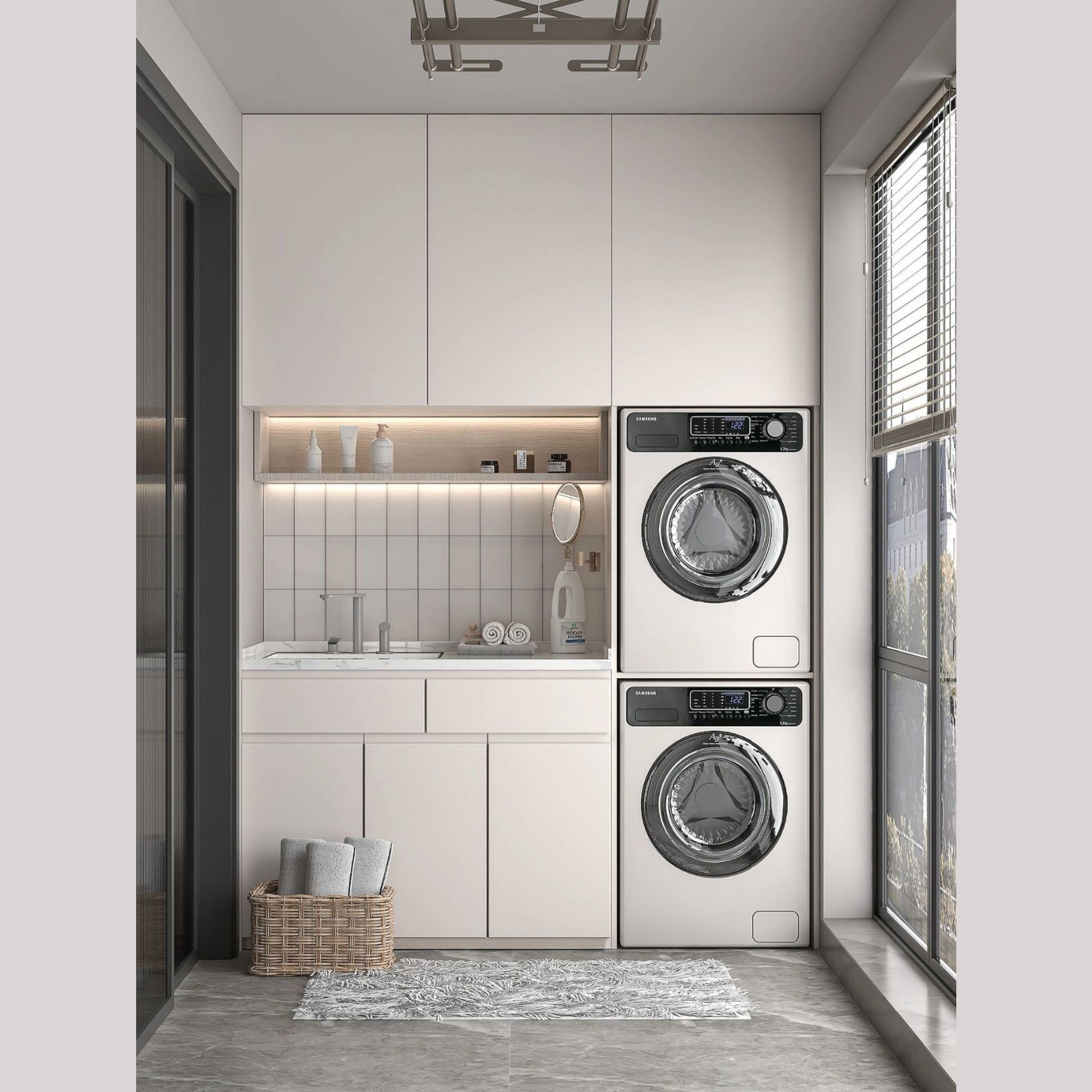 Modern Light Luxury Solid Wood Custom Large-Capacity Storage Integrated Countertop Eco-Friendly Multifunctional Cabinet