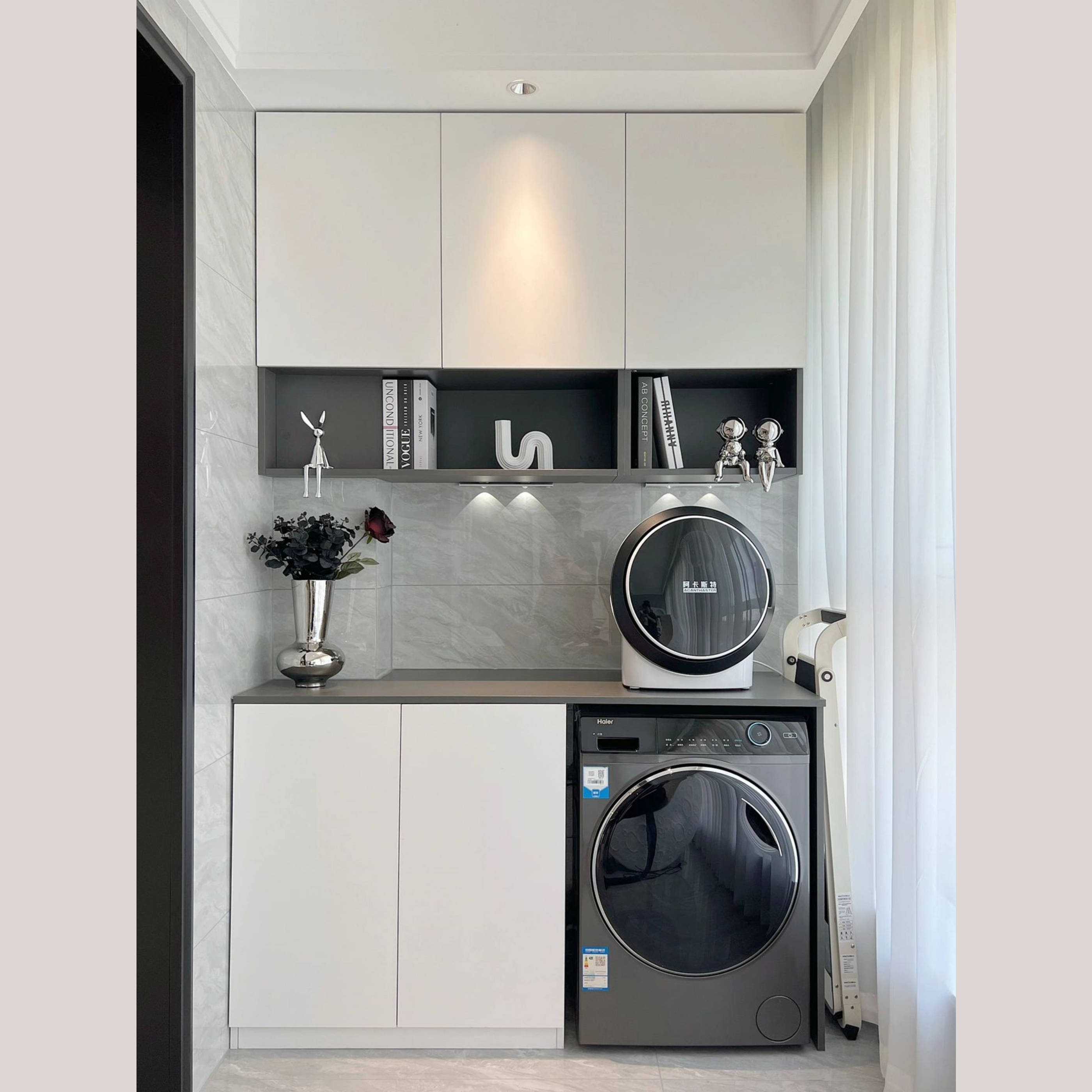 Modern Wooden Balcony and Living Room Multi-functional Eco-friendly Laundry Storage Cabinet