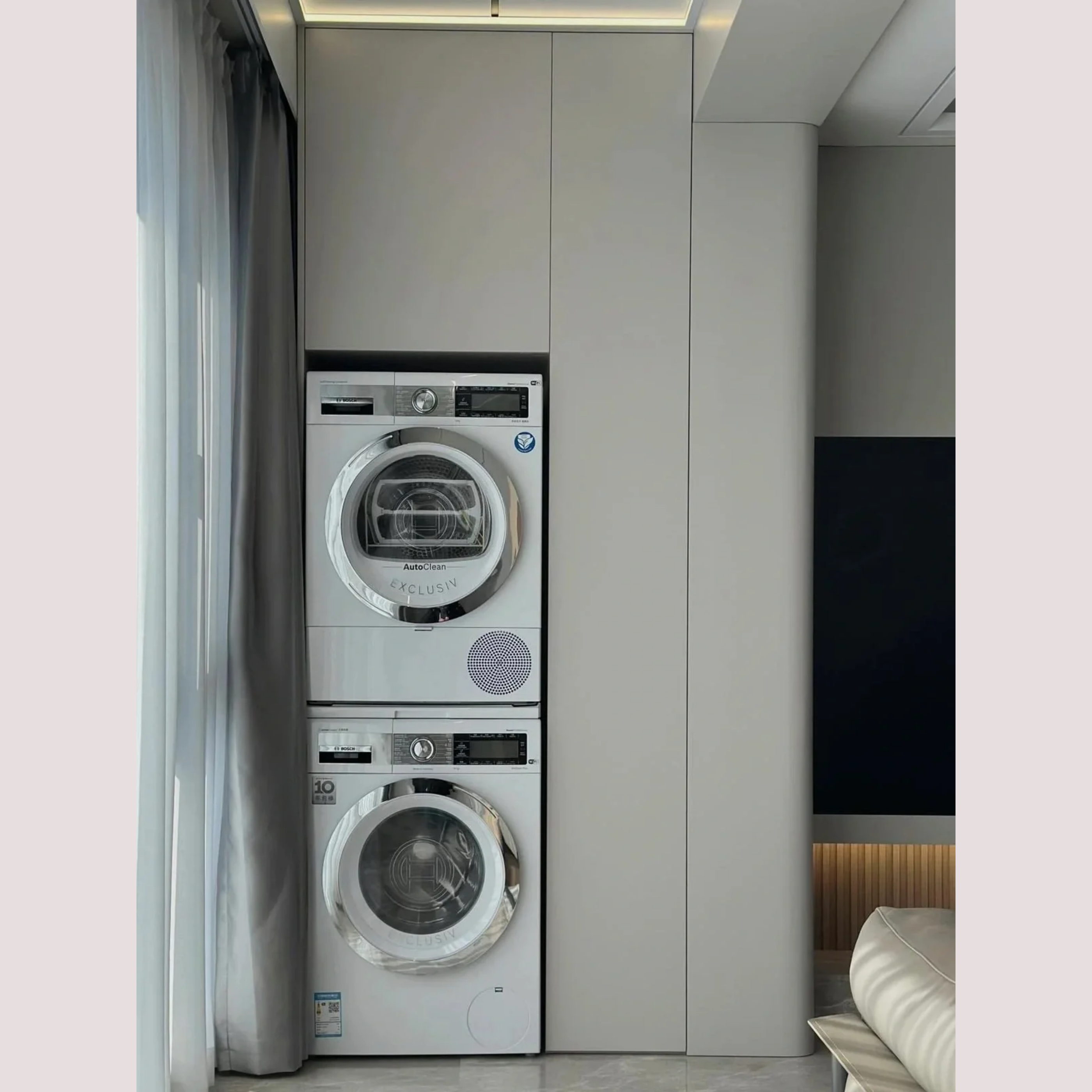 Custom Modern Eco-Friendly Washing Machine Balcony Integrated Countertop Basin Cabinet with Large Capacity Wooden Design