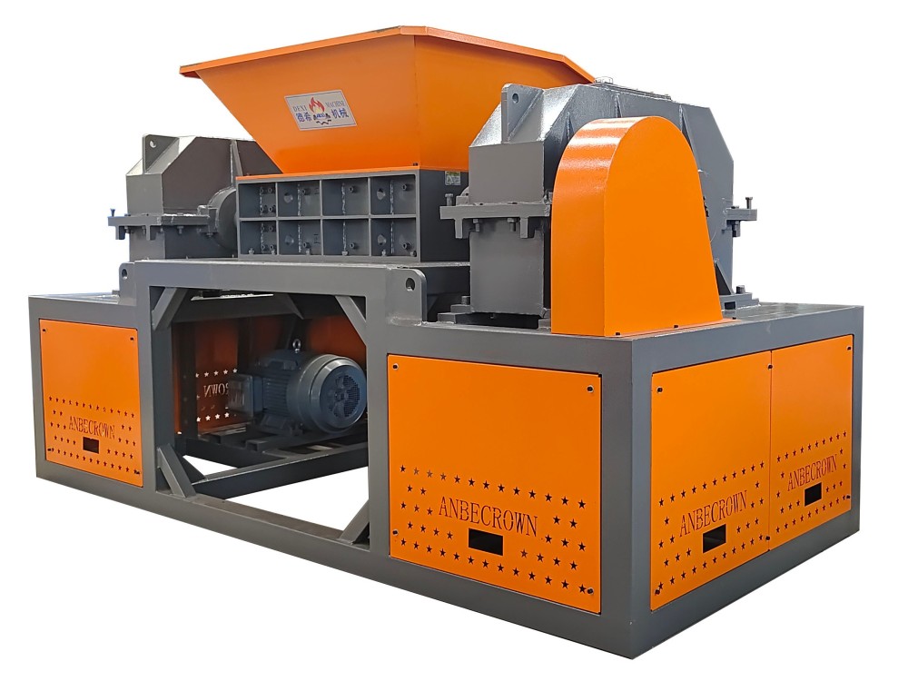 Double Shaft Shredder Machine for Plastic Metal Wood Tire Coconut Shell Waste Recycling Equipment