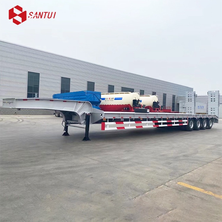 Factory Price 3-Axles Excavator Delivery Lowboy Lowbed Semi Trailer Steel Low Bed Trailer Loader