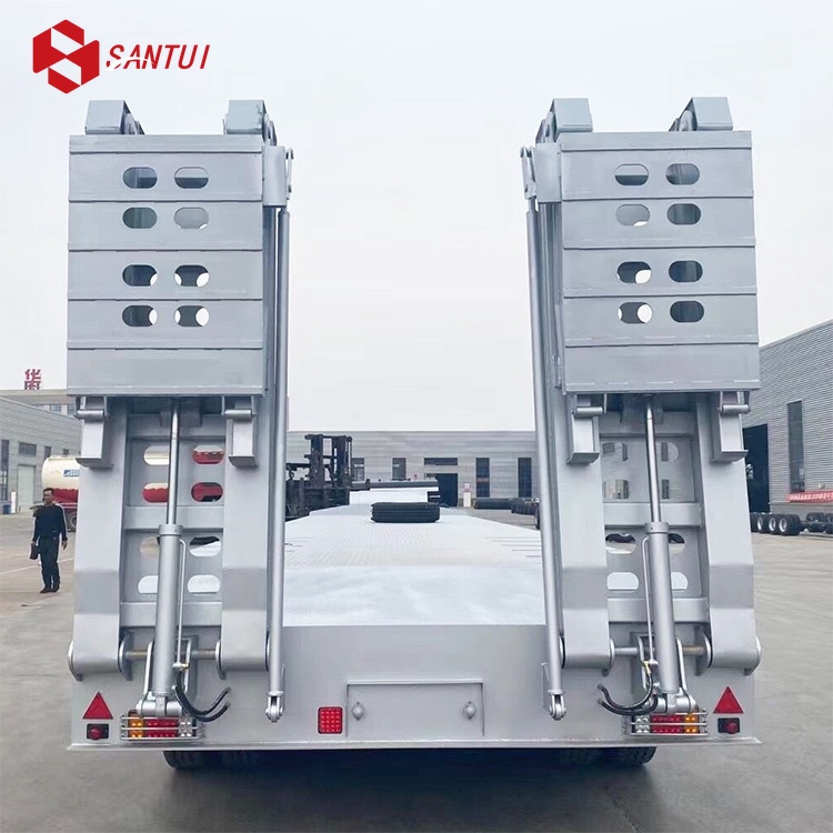 Factory Price 3-Axles Excavator Delivery Lowboy Lowbed Semi Trailer Steel Low Bed Trailer Loader