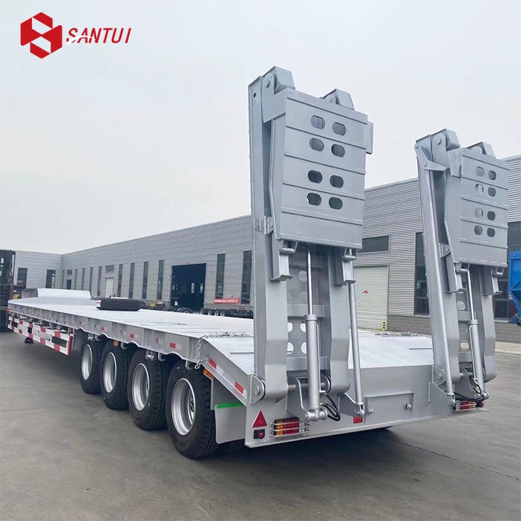 Factory Price 3-Axles Excavator Delivery Lowboy Lowbed Semi Trailer Steel Low Bed Trailer Loader