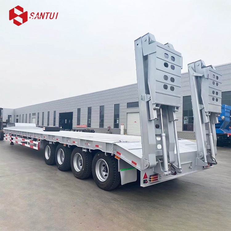 Factory Price 3-Axles Excavator Delivery Lowboy Lowbed Semi Trailer Steel Low Bed Trailer Loader