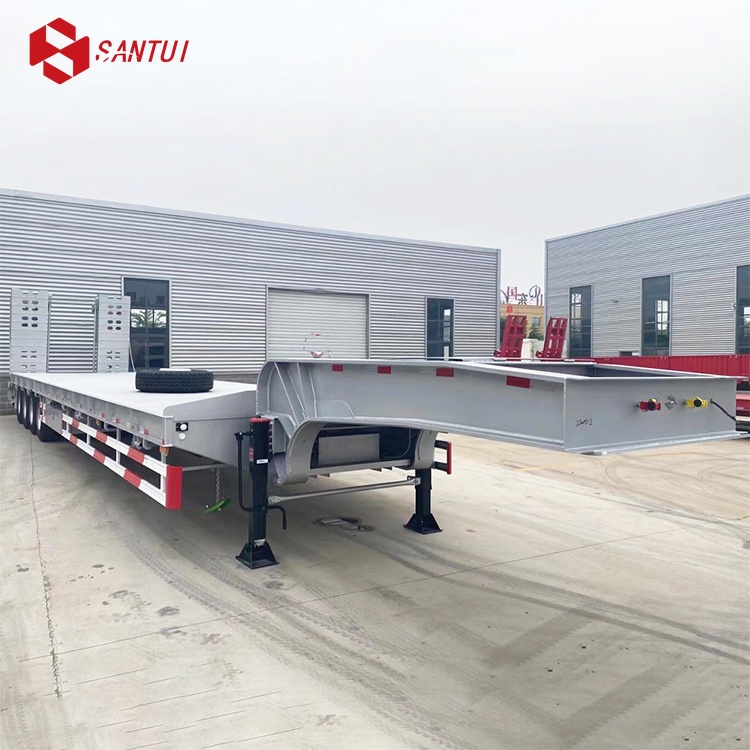 Factory Price 3-Axles Excavator Delivery Lowboy Lowbed Semi Trailer Steel Low Bed Trailer Loader