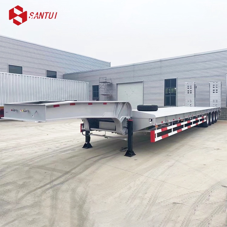 Factory Price 3-Axles Excavator Delivery Lowboy Lowbed Semi Trailer Steel Low Bed Trailer Loader