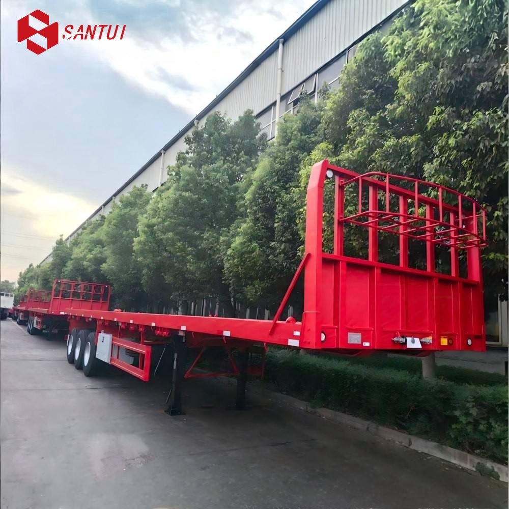 Factory Price 50 Tons 2 Axle 3 Axle 4 Axle 40ft Flatbed Lowbed Semi Trailer