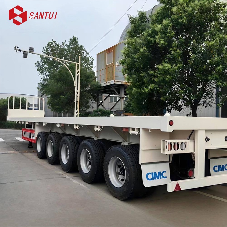 Factory Price 50 Tons 2 Axle 3 Axle 4 Axle 40ft Flatbed Lowbed Semi Trailer