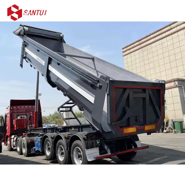 High Strength Three Axle Rear Tipping Semi Trailer Air Suspension U Shaped Tipping Semi Trailer
