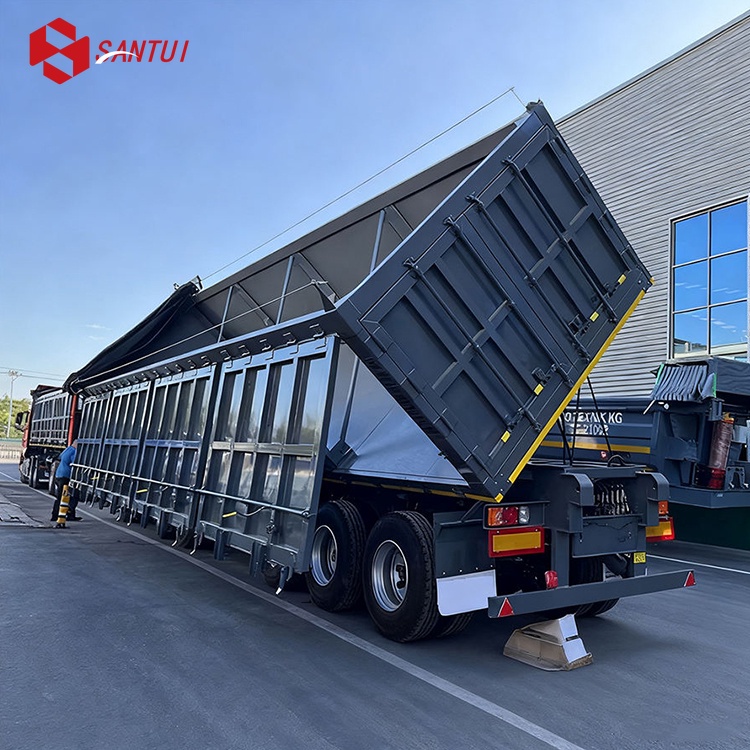 Factory 3 Axles 40/50 Tons Steel Side Dump Semi-Trailer Box Tipper Truck Trailer Construction Transporting